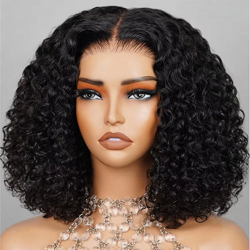 Deep Wave Bob 100 % Cheveux Humains – Lace Front Invisible Noir Naturel