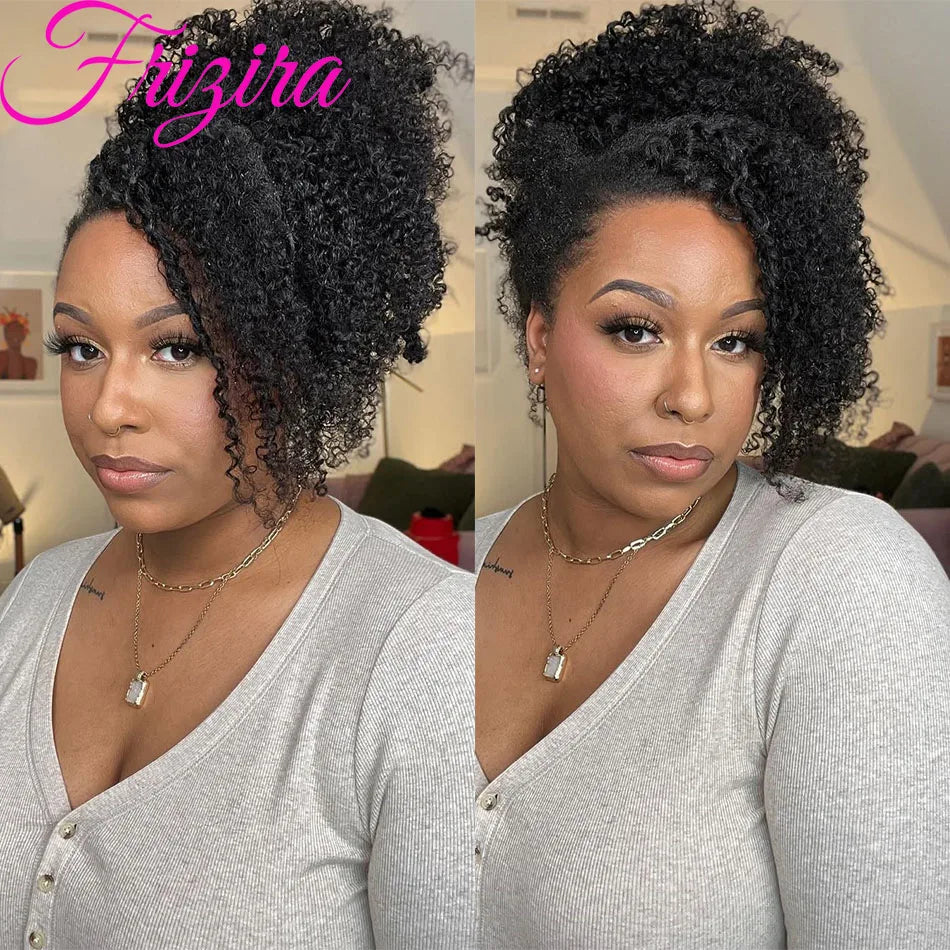 40 In Invisible Strap 360 Lace Front Wig Human Hair Invisible Drawstring 360 Full Lace Wig Natrual Black Curly Wigs Human Hair
