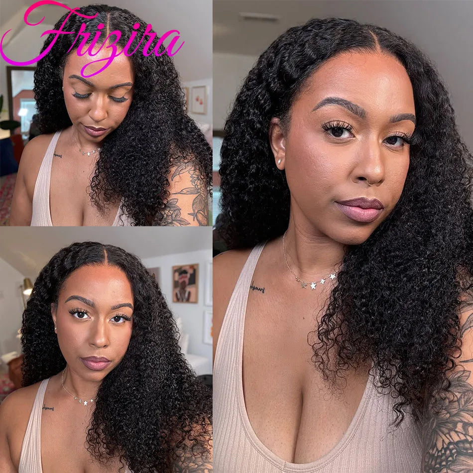 40 In Invisible Strap 360 Lace Front Wig Human Hair Invisible Drawstring 360 Full Lace Wig Natrual Black Curly Wigs Human Hair