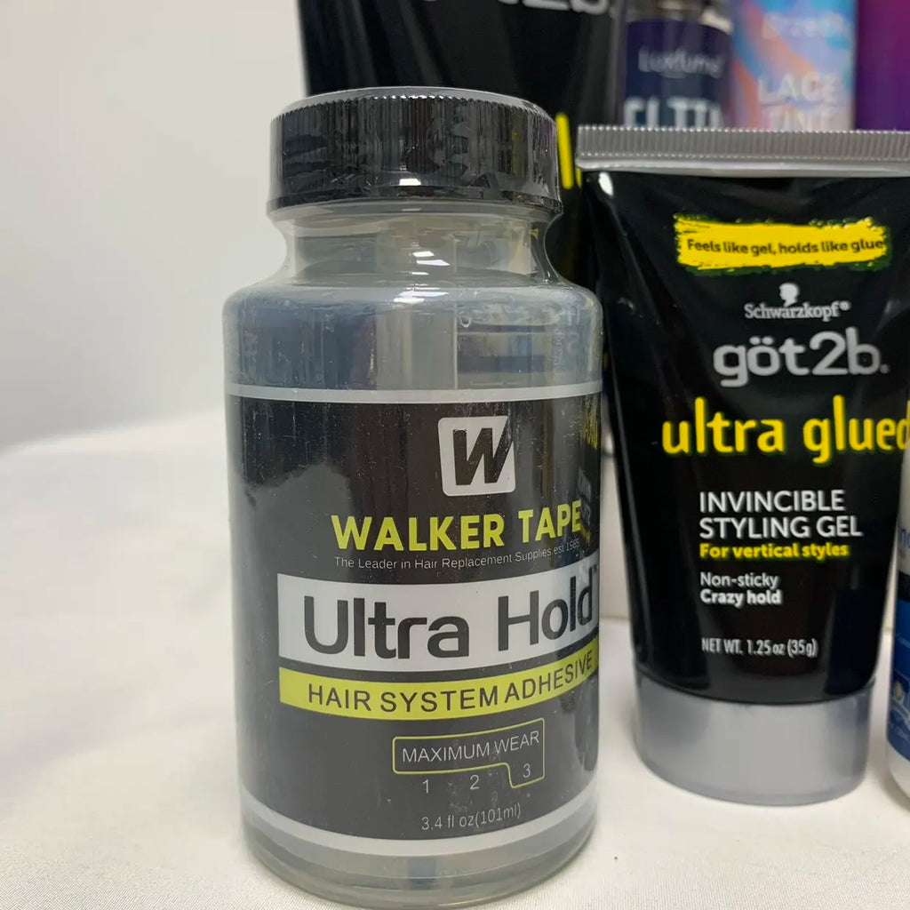 Kit Installation Perruque Professionnel – Colle Lace Wig Forte Tenue, Dissolvant, Stick de Cire, Ruban Walker Tape Ultra Hold, Spray Got2b pour Extensions et Perruques