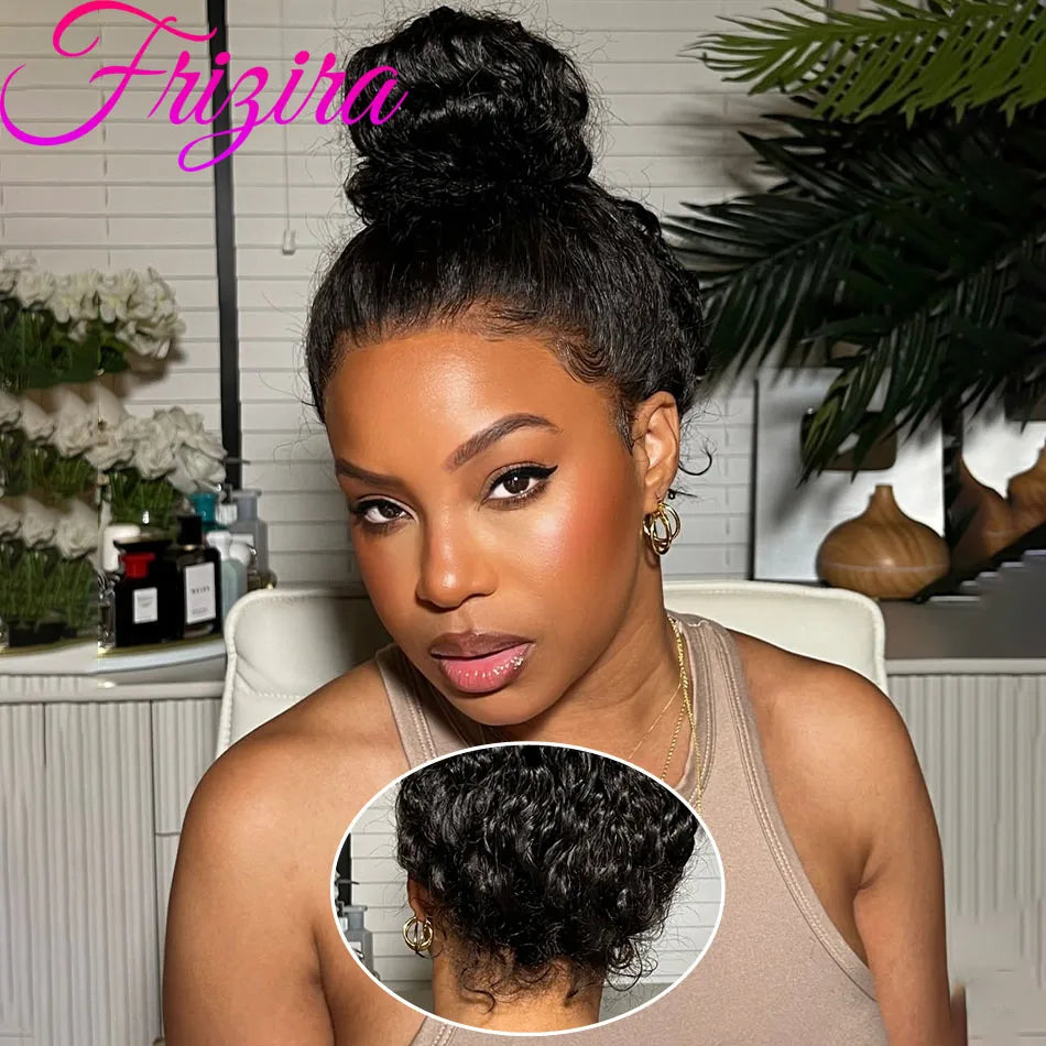40 In Invisible Strap 360 Lace Front Wig Human Hair Invisible Drawstring 360 Full Lace Wig Natrual Black Curly Wigs Human Hair