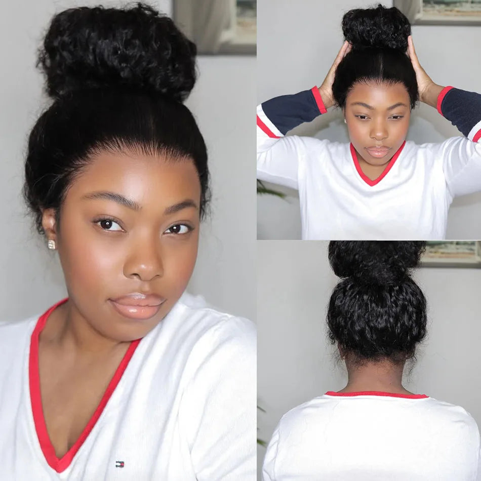 40 In Invisible Strap 360 Lace Front Wig Human Hair Invisible Drawstring 360 Full Lace Wig Natrual Black Curly Wigs Human Hair