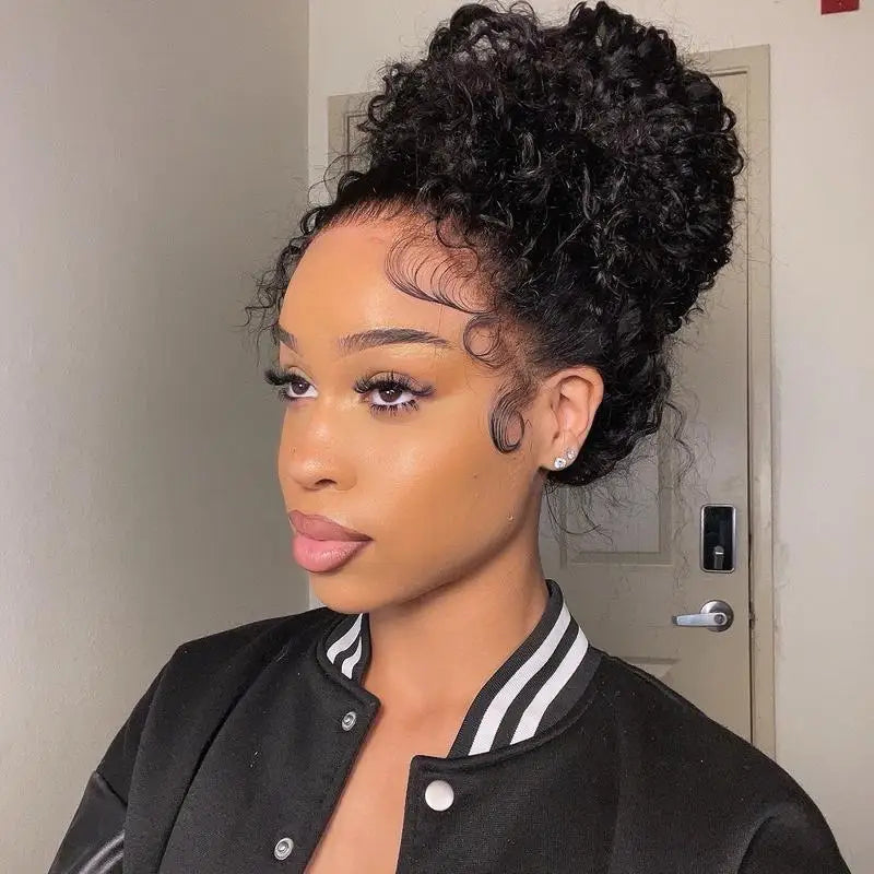 40 In Invisible Strap 360 Lace Front Wig Human Hair Invisible Drawstring 360 Full Lace Wig Natrual Black Curly Wigs Human Hair