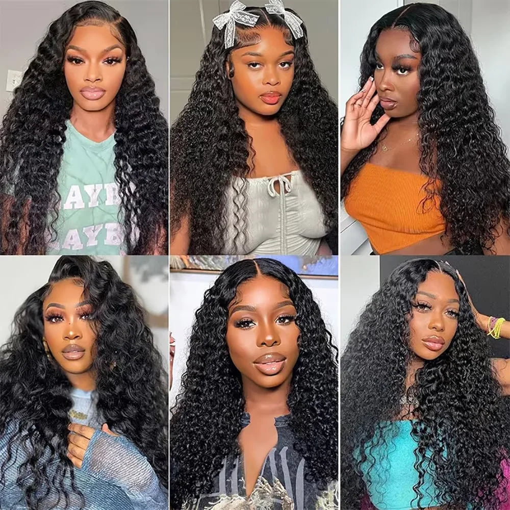 40 In Invisible Strap 360 Lace Front Wig Human Hair Invisible Drawstring 360 Full Lace Wig Natrual Black Curly Wigs Human Hair