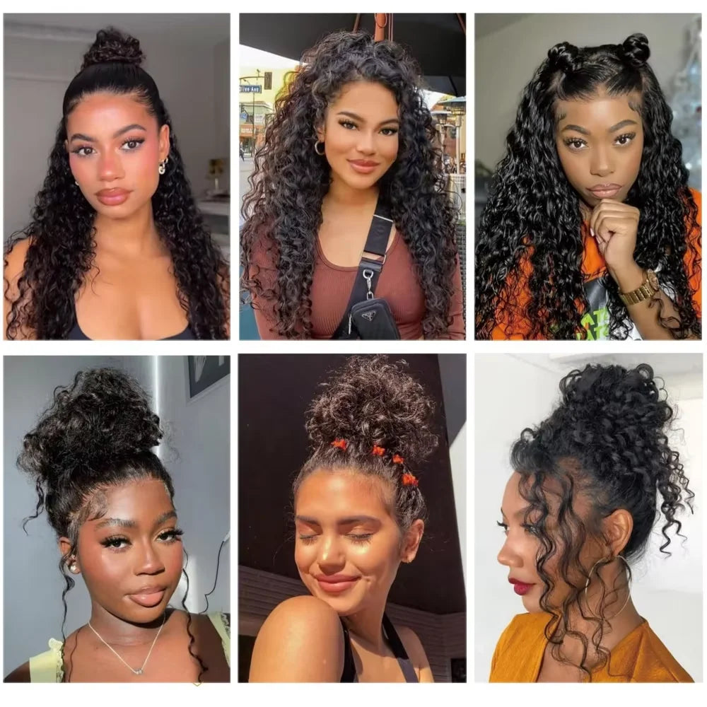 40 In Invisible Strap 360 Lace Front Wig Human Hair Invisible Drawstring 360 Full Lace Wig Natrual Black Curly Wigs Human Hair